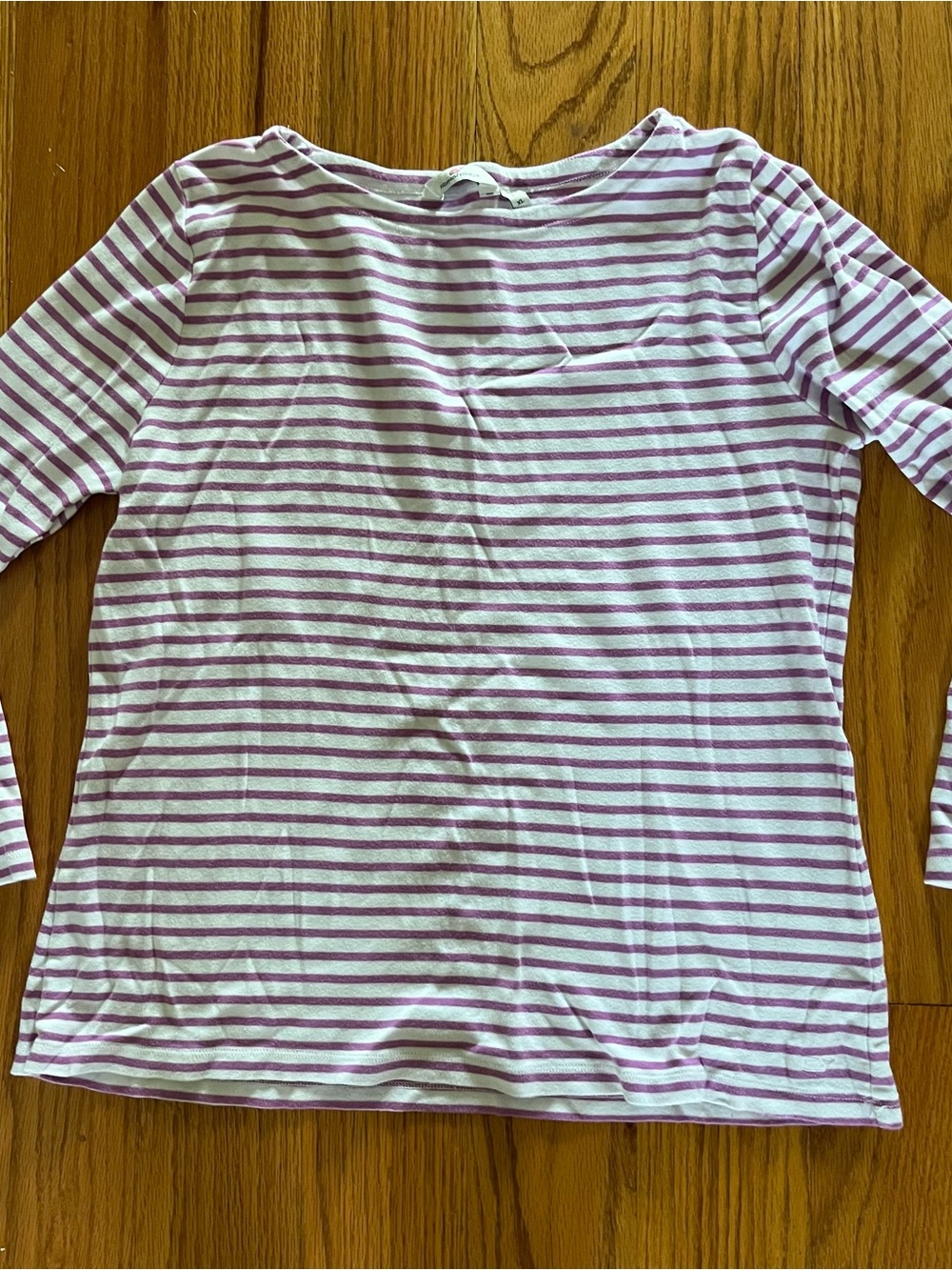 Vineyard Vines White & Lavender Striped Boatneck Top